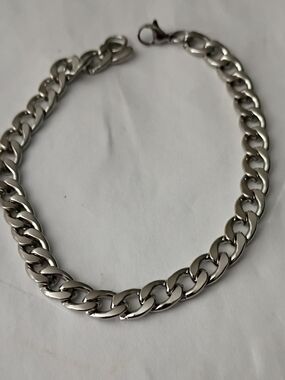 Men's Silver Chain Link Bracelet - Unbranded